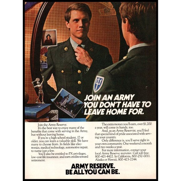 1984 US Army Reserve Recruiter Recruiting Vintage Print Ad Military Wall Art - Picture 1 of 1